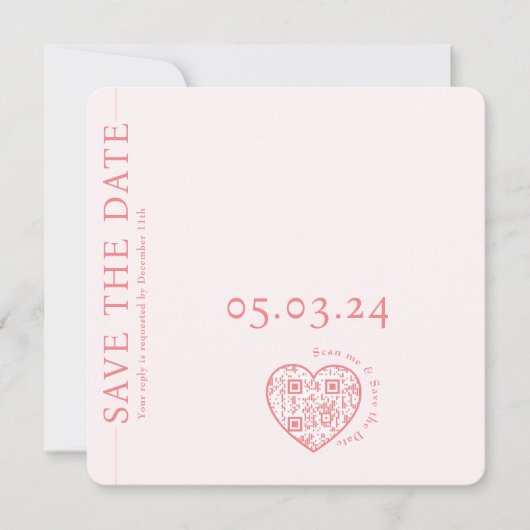 Save the Date Hochzeitkarte Rosa Rosa QR-Code (Vorderseite)