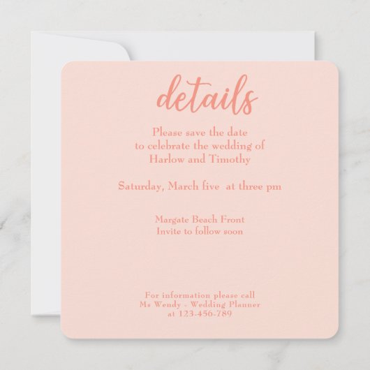 Save the Date Hochzeitkarte Rosa Rosa QR-Code (Rückseite)