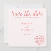 Save the Date Hochzeitkarte Rosa Rosa QR-Code (Vorderseite)