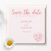 Save the Date Hochzeitkarte Rosa Rosa QR-Code