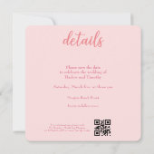 Save the Date Hochzeitkarte Rosa Rosa QR-Code (Rückseite)