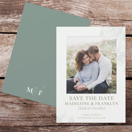 Save the Date Hochzeitliches Grünes Foto Einladung