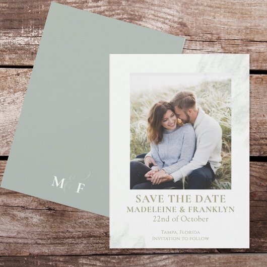 Save the Date Hochzeitliches Grünes Foto Einladung