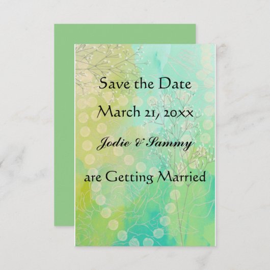 Save the Date Hochzeitsankündigung Aquamarin & grü Einladung (Vorne/Hinten)