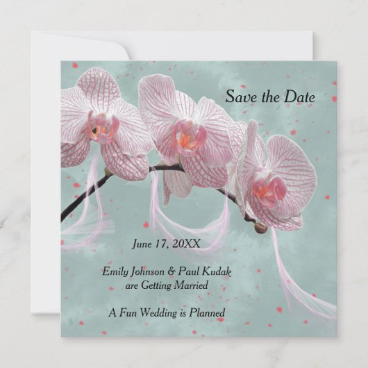 Save the Date Hochzeitsankündigung Rosa und Aquama Einladung (Vorderseite)