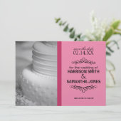 Save the Date Hochzeitsankündigungen in Doppelrosa Einladung (Stehend Vorderseite)