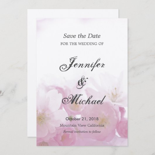 Save the Date Hochzeitsblumen Einzigartig klassisc (Vorne/Hinten)