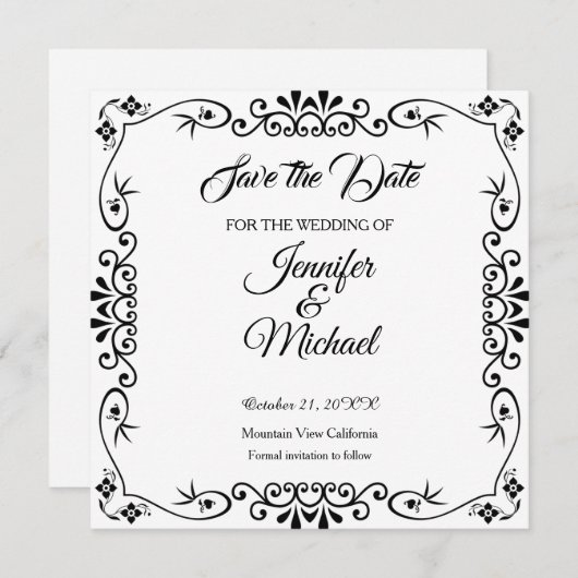 Save the Date Hochzeitsblumenmuster (Vorne/Hinten)