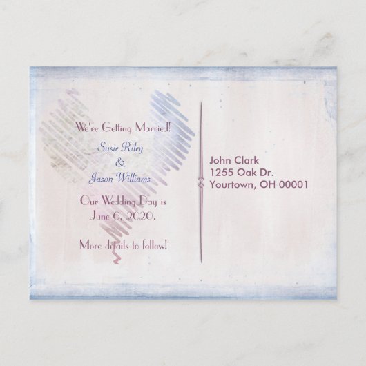 Save the Date Hochzeitsbukett Ankündigungspostkarte (Rückseite)