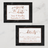 Save the Date/Hochzeitsdetails Kupfer, schwarzer M Visitenkarte (Vorne/Hinten)