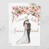 Save the Date Hochzeitseinladung Aquarellblumen (Vorne/Hinten)