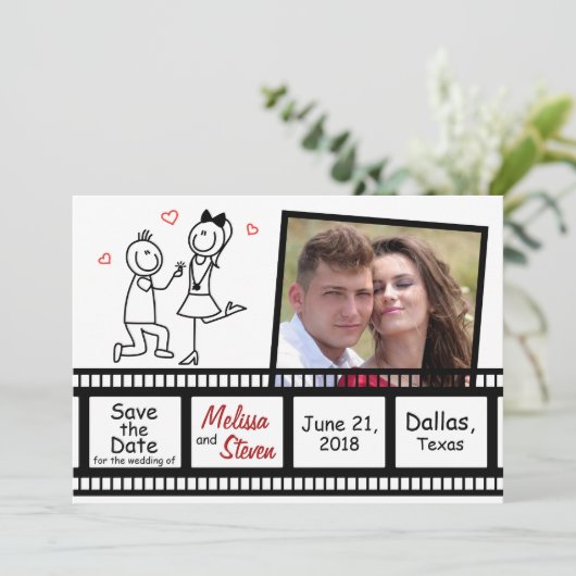 Save the Date Hochzeitseinladung Design. (Stehend Vorderseite)