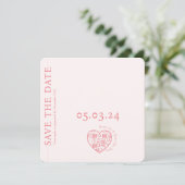 Save-the-Date-Hochzeitseinladung Rosa QR-Code Save The Date (Stehend Vorderseite)