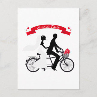 Save the Date, Hochzeitseinladung Tandemfahrrad Ankündigungspostkarte