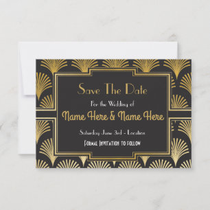 Save The Date Hochzeitsfeier Twenties Gold Fan Dec