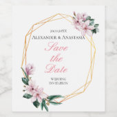 Save The Date. Hochzeitsflasche. Weinetikett (Einzelnes Label)