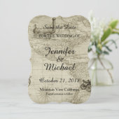 Save the Date Hochzeitshandschrift Vintage Karte (Stehend Vorderseite)