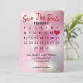 Save the Date Hochzeitskalender auf Pink Bokeh Einladung (Stehend Vorderseite)