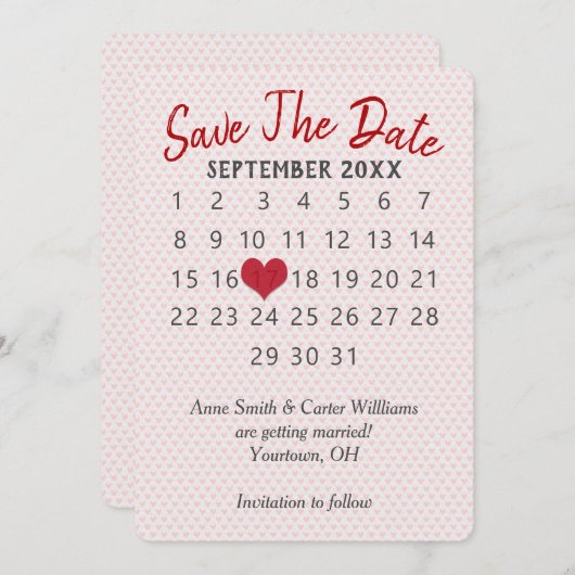 Save the Date Hochzeitskalender Einladung (Vorne/Hinten)