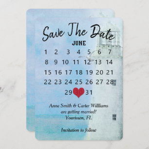 Save the Date Hochzeitskalender Leuchtturm Einladung