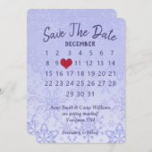 Save the Date Hochzeitskalender Lila Schneeflocken Einladung (Vorne/Hinten)