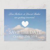 Save the Date Hochzeitskarte | Himmel mit weißen W Ankündigungspostkarte (Vorderseite)