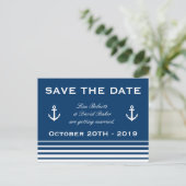 Save the Date Hochzeitskarte | Nautisches Thema Ankündigungspostkarte (Stehend Vorderseite)