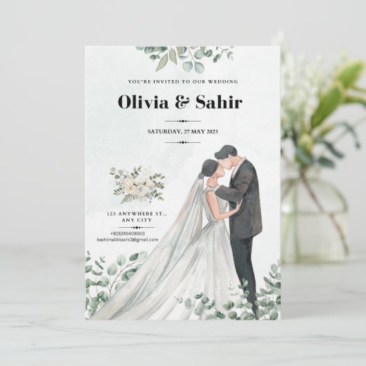 Save the Date Hochzeitskarten bearbeiten Einladung (Stehend Vorderseite)