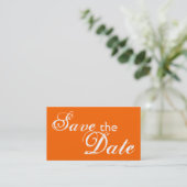 Save the Date Hochzeitskarten in Orange Visitenkarte (Stehend Vorderseite)