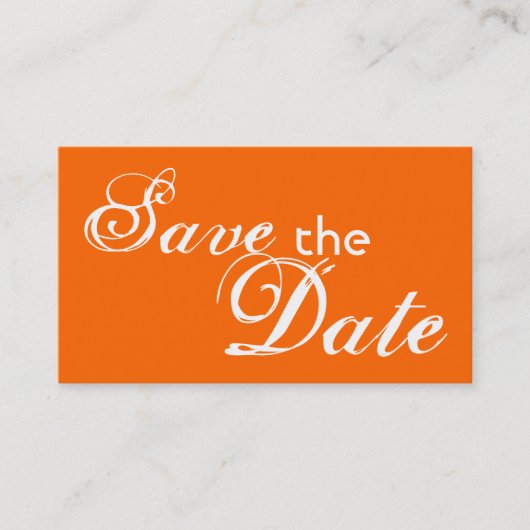 Save the Date Hochzeitskarten in Orange Visitenkarte (Vorderseite)