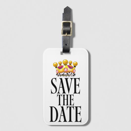 Save the Date Hochzeitskrone Gepäckanhänger (Vorderseite Vertikal)