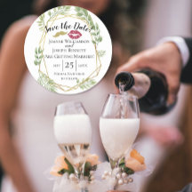 Save the Date Hochzeitslippen für Gold und Blattde