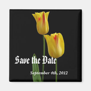 Save the Date Hochzeitsmagnet. Gelbe Tulpe-Blume Magnet