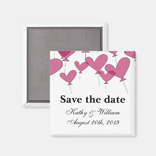 Save the Date Hochzeitsmagnet | Rote Herzblasen Magnet (Vorderseite/Rückseite)
