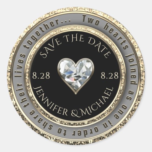 Save the Date Hochzeitsnachricht Runder Aufkleber (Vorderseite)