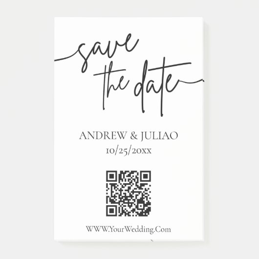 "Save the Date" Hochzeitsnotizen Post-it Klebezettel (Vorderseite)