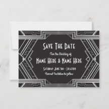 Save the Date Hochzeitsparty Zwanziger Silber der