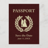 Save the Date Hochzeitspass Ankündigungspostkarte (Vorderseite)