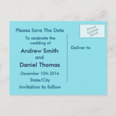 Save the Date Hochzeitspinguine Ankündigungspostkarte (Rückseite)