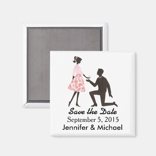Save the Date Hochzeitsquadrat Magnet (Vorderseite/Rückseite)