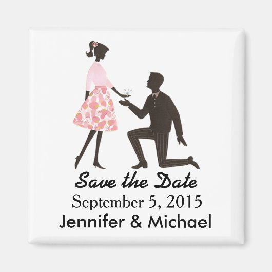 Save the Date Hochzeitsquadrat Magnet (Vorne)