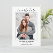 Save the Date Hochzeitsstift Foto Schwarz/Weiß Einladung (Stehend Vorderseite)