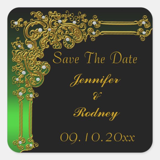 Save the Date Hochzeitsticker Quadratischer Aufkleber (Vorderseite)