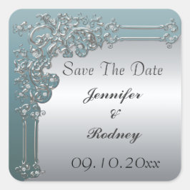 Save the Date Hochzeitsticker Quadratischer Aufkleber