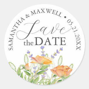 Save the Date Hochzeitsticker-Wildblumen Runder Aufkleber