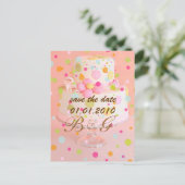 Save the Date, Hochzeitstorte Ankündigungspostkarte (Stehend Vorderseite)