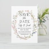 Save the Date Hochzeitsvorlage, elegante Wildblume (Stehend Vorderseite)