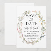Save the Date Hochzeitsvorlage, elegante Wildblume (Vorne/Hinten)