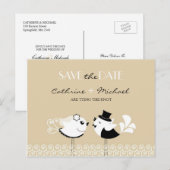 Save the Date Hochzeitvögel Postkarte (Vorne/Hinten)