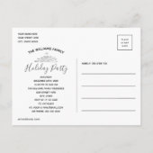 Save the Date Holiday Party Green Gingham Postcard Postkarte (Rückseite)